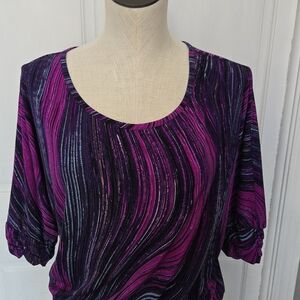 Candie's Vibrant Purple and Pink Swirl Blouse